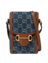 Horsebit 1955 Mini Bag, &pound;510, Handbags, Navy/Tan, Denim, Front view